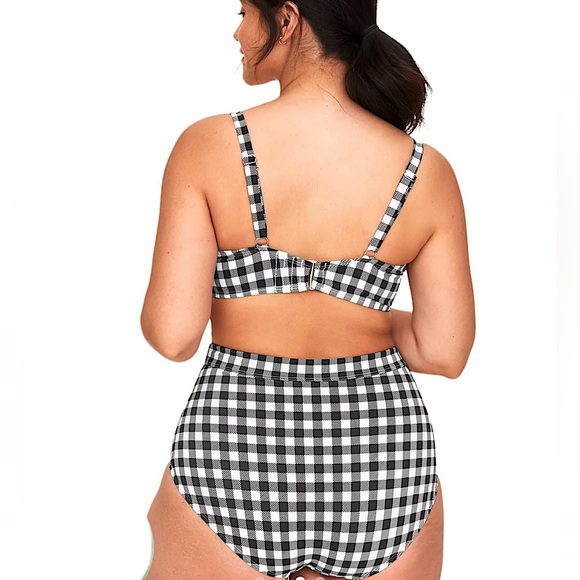 NWT Adore Me Vivien Contour black white gingham bikini 38D top & large bottom - Picture 2 of 16